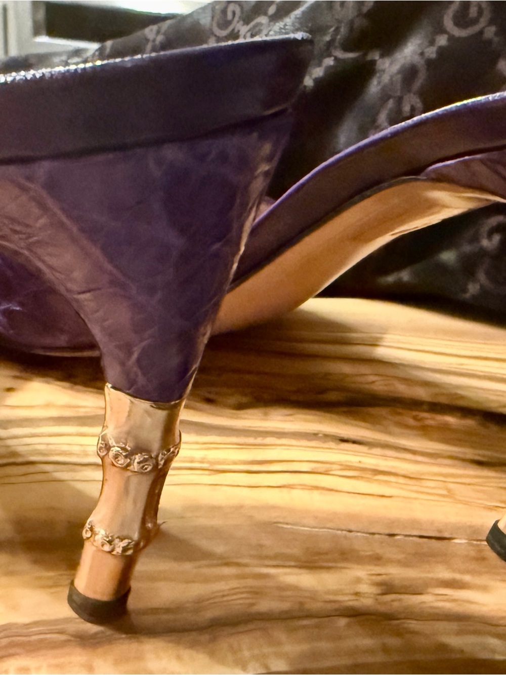 2004 TOM FORD VINTAGE GUCCI PURPLE CROC EMBOSSED BAMBOO HEELS ALMOST NEW. 8.5 - Picture 5 of 15